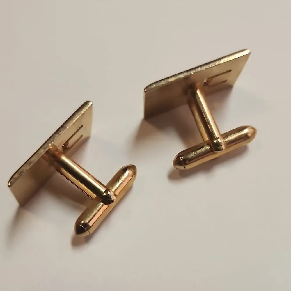 Mid Century SWANK Gold Tone Cufflinks with Black Accent